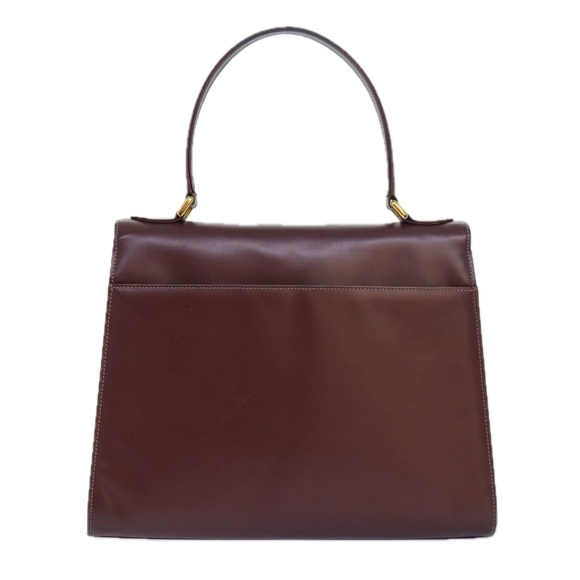 CARTIER Hand Bag Leather Wine Red Auth 81148 - Picture 3 of 16
